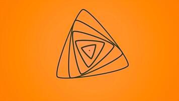Animation with rotating triangles in spiral. Motion. Beautiful geometric spiral of triangles on colored background. Stylish geometric spiral of spreading triangles video