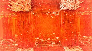 Hypnotic 3d tunnel in maze. Motion. Immersion in 3D space of square maze with transitions. Multi-level tunnel in 3D maze of squares video