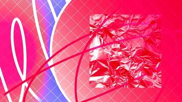 Crumpled square shaped paper sheet inside red circle with bending lines behind. Motion. Colorful abstraction with shapes. video