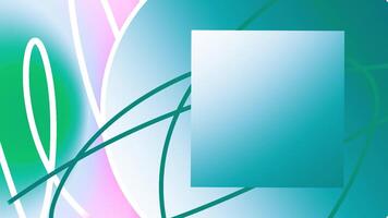 Colorful animation with moving curves and geometric shapes. Motion. Stylish animation with curved lines and emerging circle with rotating square. Animation to insert into presentations or videos