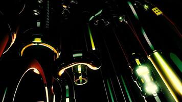 Dark background with illuminated elements. Motion.Animation with a green backlight that moves up. video