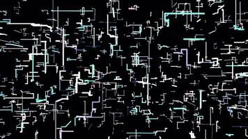 Abstract creating labyrinth with moving fast silhouettes on a black background. Motion. Digital maze of randomly moving stripes. video