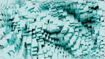 Moving stream of squares in matrix. Design. 3D cubes move quickly in flow of virtual space. Error with distortion in 3d matrix space video