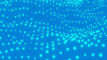 Luminous dots move in wavy streams. Design. Animated background of moving rows of glowing dots. Beautiful glowing dots move in waves on colored background video