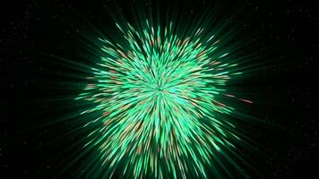 Colorful explosive flow with moving lines and particles. Motion. Luminous bright stream of energetic particles from point. Explosive ceiling of colorful glowing energy video