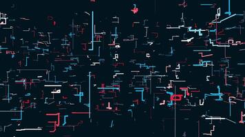 Moving lines in schematic pattern. Motion. Colorful schematic pattern of lines in technological style. Background of moving schematic lines in style of computer chip video