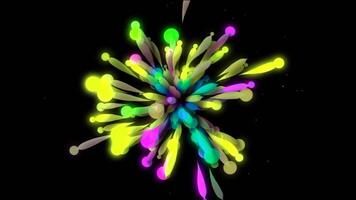 Black background. Motion. Bright confit flying like a salute to the whole background in different colors in animation. video
