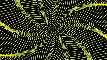 Yellow-black hypnotizing background. Motion.Fast-moving animation twitching in different directions in cartoon animation. video