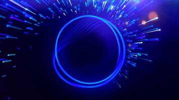 Vibrating circle with stream of lines. Motion. Musical or energetic animation with ring and lines. Pulsating ring with flow of energy from lines video