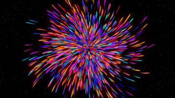 Black background. Motion.A bright multicolored salute of small particles in abstraction that fills the entire space. video