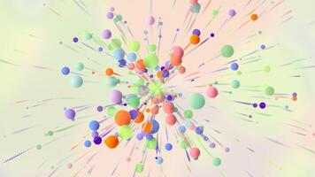 White background. Motion.A bright rain of multicolored small circles in animation that crumble in a chaotic manner. video