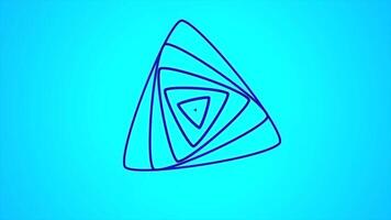 Blue and green background. Motion. Dark appearing rotating triangles that move apart in different directions in a cartoon animation. video