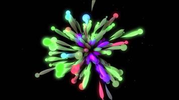 Multicolored rays spreading from one point into all the sides on a black background. Motion. Cartoon style of moving stripes. video