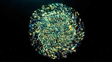 Turquoise funnel. Motion. Animation in which multicolored rays disappear into the portal . video
