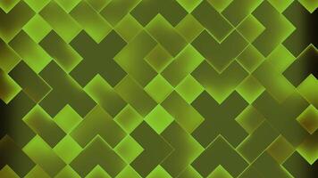 Abstract green square motion graphics. Design. Colorful cross shapes blinking background, neon glowing mosaic pattern. video