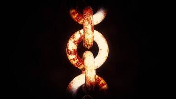 3D animation of old chain. Motion. Old chain with large rings in medieval style. Animation for game inserts video