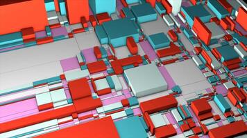 Expanding surface with colorful blocks of different size. Motion. Bright squared 3D objects moving slowly. video