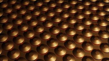 Futuristic surface concept with moving convex round shapes. Design. Trendy sci fi technology background with metal golden grid. video