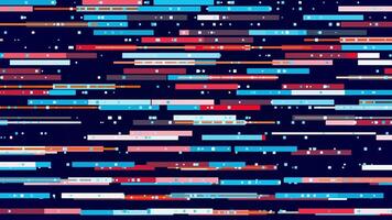 Horizontal, parallel graphic lines moving from side to side on a dark blue background. Motion. Randomly sliding segments. video