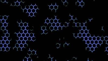 Shimmering background of hexagons and black spots. Design. Hexagonal pattern with black spots. Background with geometric hexagonal cells video
