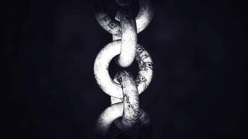 3D animation of old chain. Motion. Old chain with large rings in medieval style. Animation for game inserts video