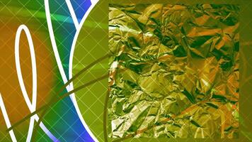 Abstract colorful circle with a crumpled paper sheet inside surrounded by curving lines. Motion. Bright geometric pattern with a space for inscription. video