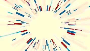 White background. Motion.Long thin multicolored lines rotating in a circle in animation. video