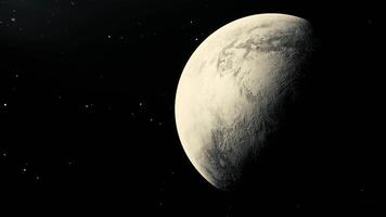 Beautiful view of outer space. Motion . The bright planet in the animation rotates around its axis. video
