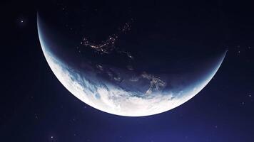 Rotating planet Earth. Motion. Rapid rotation of Earth with life changes. Movement and rotation of earth. 3D models of planet for astronomy video