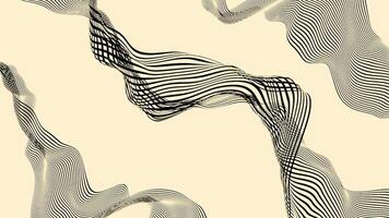 Animation with 3d stripes of wavy lines. Design. Curved lines move in energy waves. Lines move in waves in computer space video