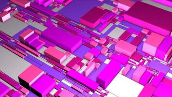 Abstract cubic background with different 3D shapes expanding into the sides. Motion. Geometric shapes in pink colors. video