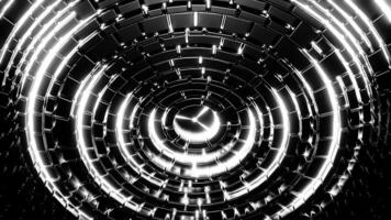 Gray background. Design.Bright rotating illumination in an abstraction that twists like a carousel. video