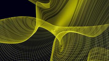 Smooth spinning bended wave surface on a black background. Design. Abstract animated thin translucent texture. video