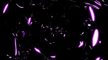 Tunnel with liquid walls and reflection. Design. Liquid mirror 3d tunnel with neon lines. Luminous reflection lines in liquid tunnel video