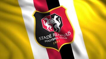 A bright logo in the animation of FC Stade Rennais. Motion.The emblem of the French professional football club from the city of the same name. Use only for editorial. video