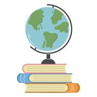 Stationery accessories with books and globe, Learning and reading concept, back to school vector