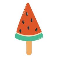 Ice cream, watermelon popsicles, fruity frozen treat isolated on white, summer refreshing sweet dessert vector