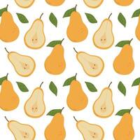 Sweet pear seamless pattern, organic healthy fruit background, summer fruit pattern vector