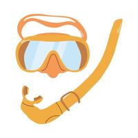 Set of diving mask and snorkel, marine concept elements, items for active recreation underwater, flat illustration on white background vector