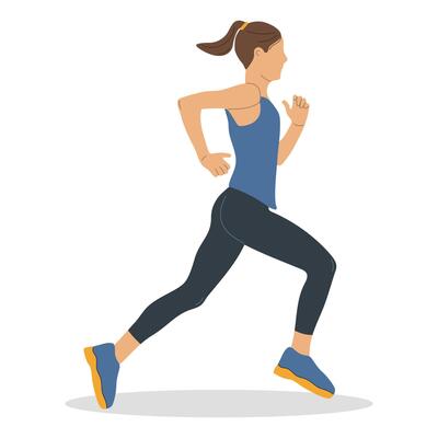 Young woman running, active healthy lifestyle concept, running, city competitions, marathons, cardio training, exercise, illustration for flyers, booklets, advertising banners