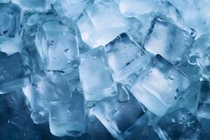 Cold background with ice cubes. Frozen ice cubes photo