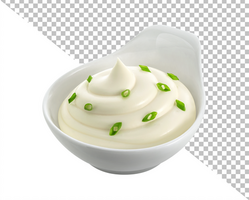 Sour cream with green onion isolated on white background psd