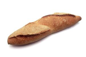 whole baguette on white background photo