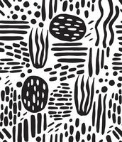 abstract seamless pattern in doodle style. black and white print with abstract lines and spots vector