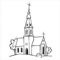 church, simple drawing, sketch vector