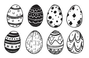 set of Easter eggs. drawing in doodle style vector