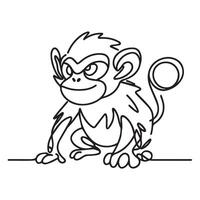a hand drawn continuous line art of Mankey the mon. This artwork captures the playful and energetic spirit of Mankey in a minimalist style line ar vector