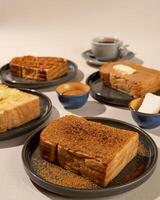 Typical Indonesian steamed bread and toast with various fillings photo