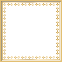 Shiny golden vintage frame isolated on transparent background, designing elegant, realistic square png