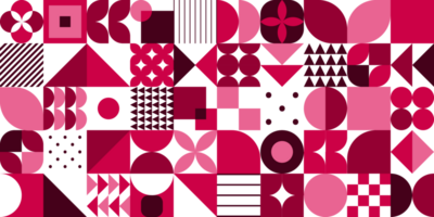 Minimal vintage 20s geometric vintage seamless pattern design in magenta color for print, textile. Bauhaus retro background, flat abstract circle, triangle and square line art png